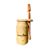 Signed spotted sandstone pickle pot