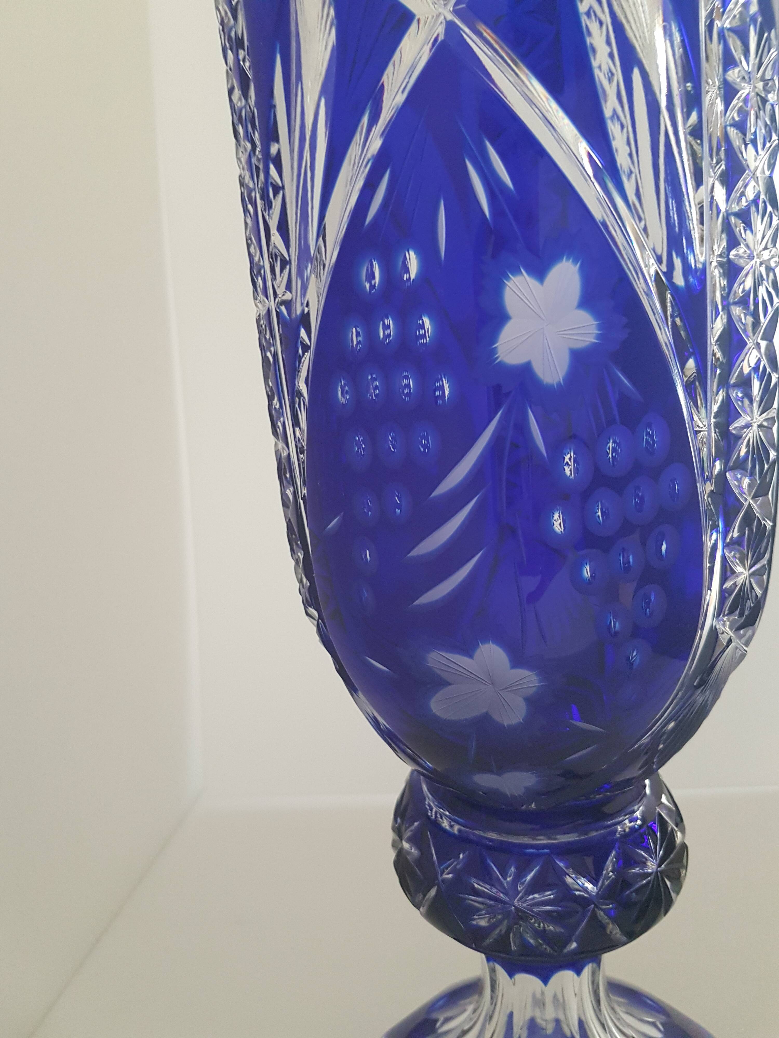 Vase bleu cristallery of lorraine - large model