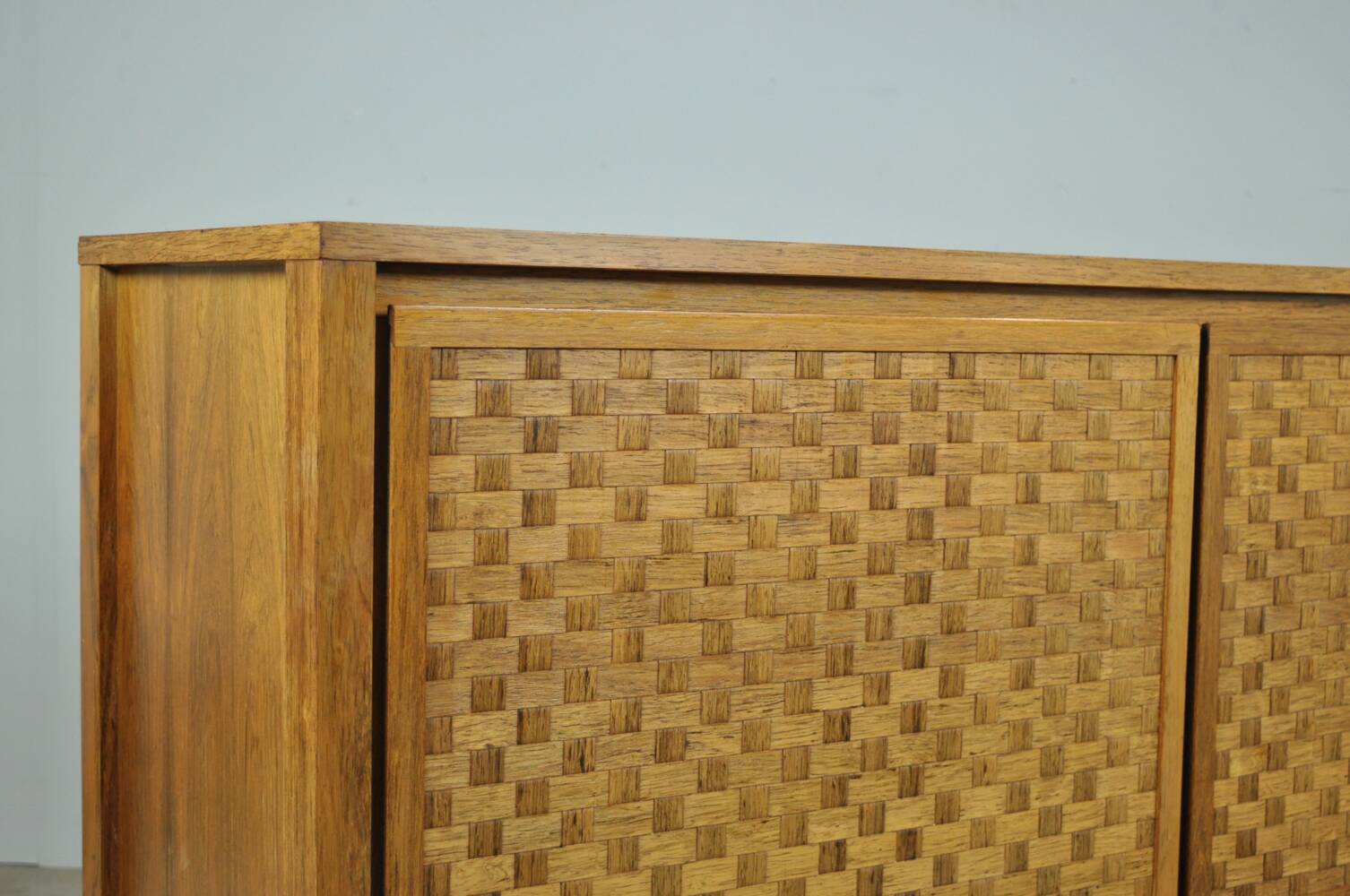Vintage German Rio sideboard in rosewood, woven finish, Leo Bub, 19
