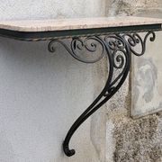 Console of wall lamp of the 50s in wrought iron and marble top