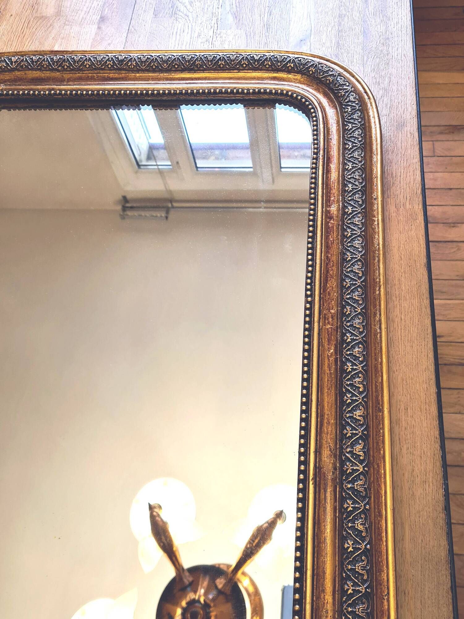 Antique large Louis Philippe mirror, decorated with gilt leaf - "Claude"