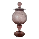 Purple bubble glass candy box – Biot style – hand-blown glass