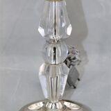 Lampe de table argentée Art-Déco en laiton chromé & verre