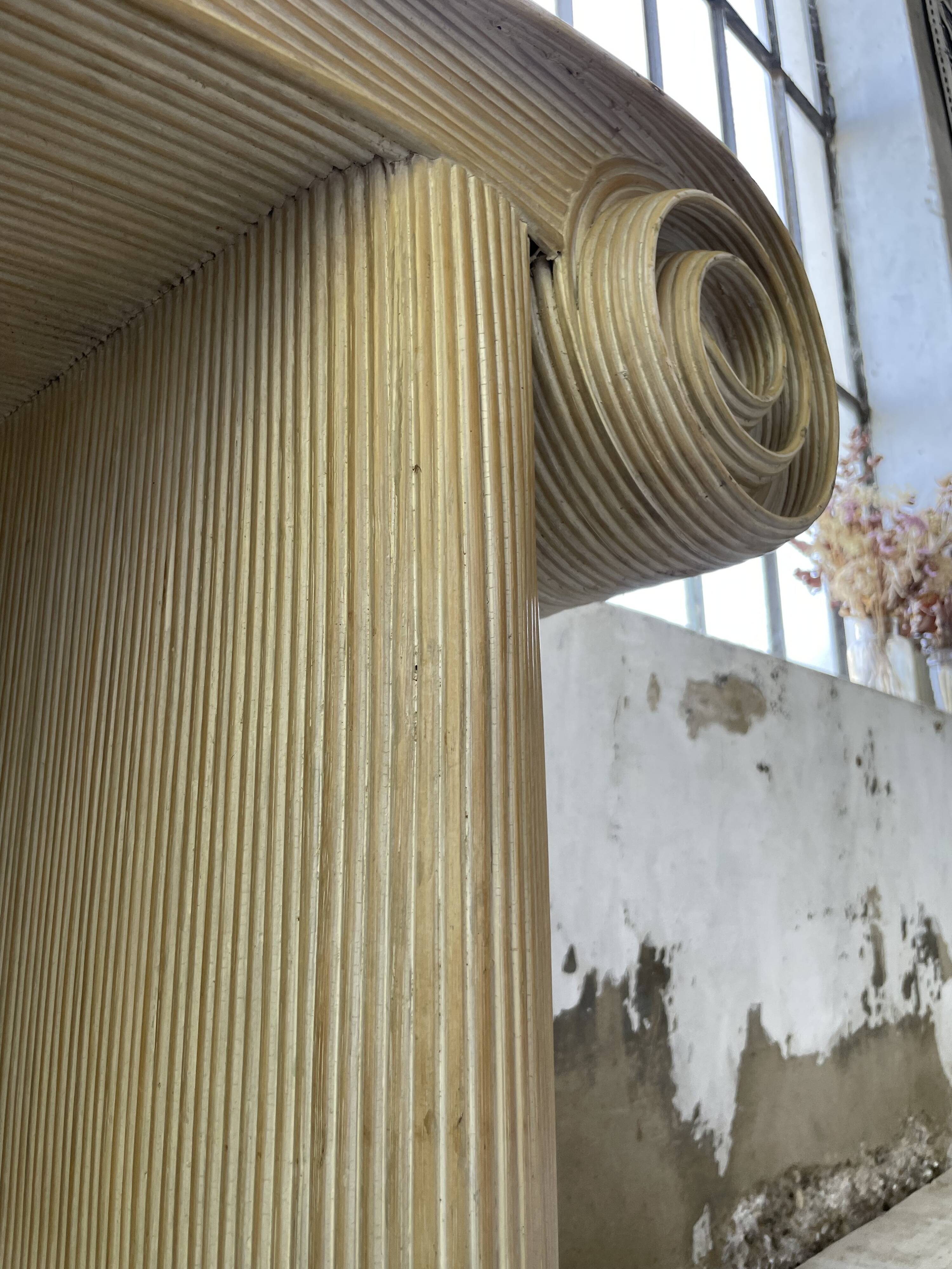 70s console in tropicalist rattan