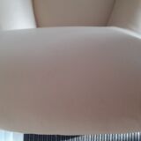 Fauteuil Napoléon III, recouvert cuir écru