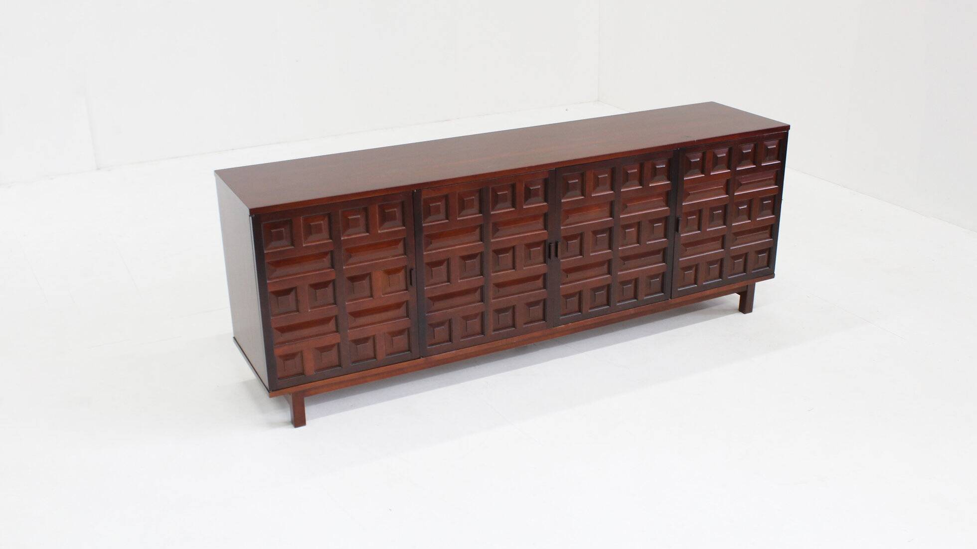 Vintage Spanish brutalist sideboard credenza 1970s