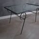 50s/60s coffee table in black metal and glass top
