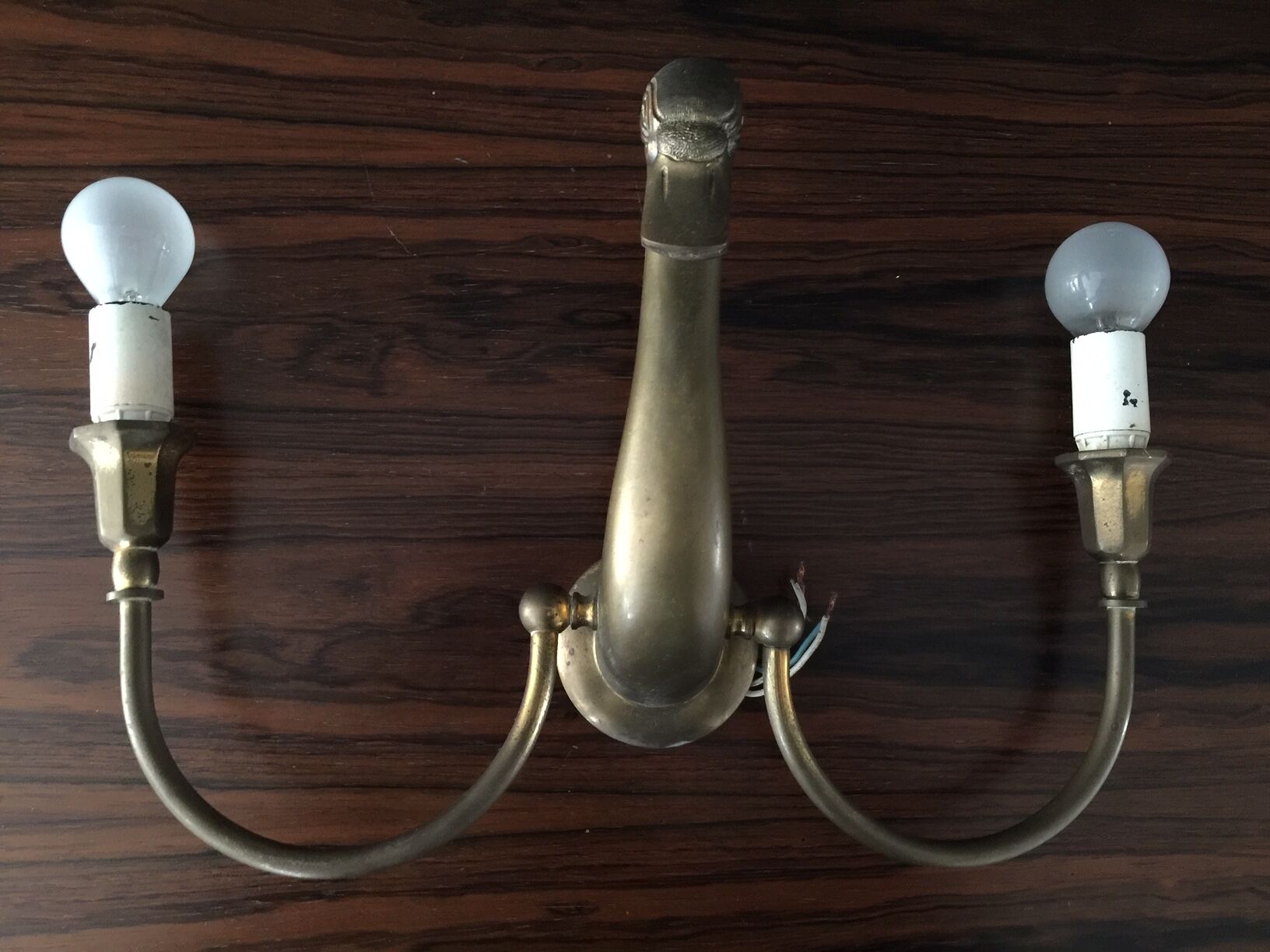 Pair d swans solid brass wall light