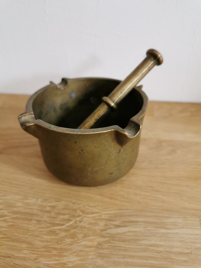 Brass mortar and pestle