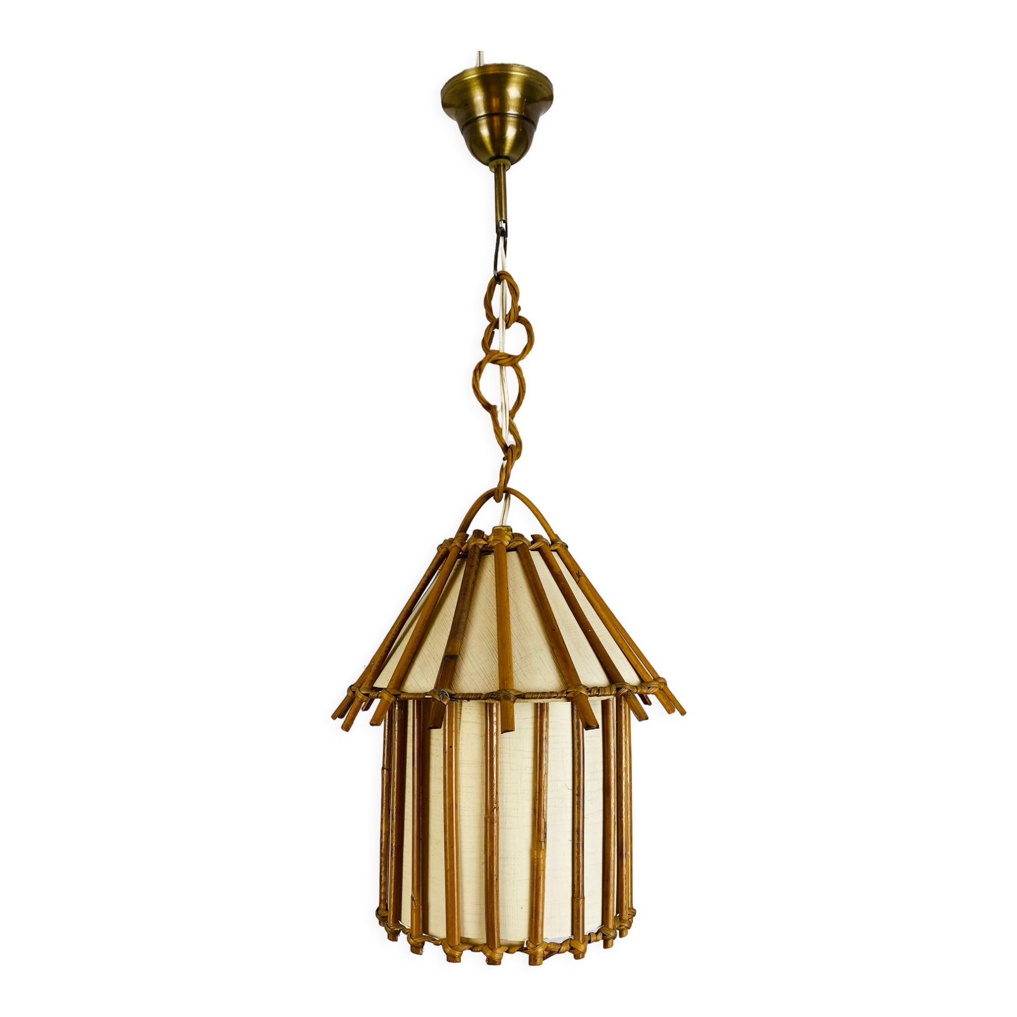 Suspension rotin vintage années 60