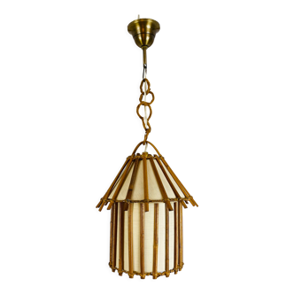 Vintage rattan pendant lamp 60s