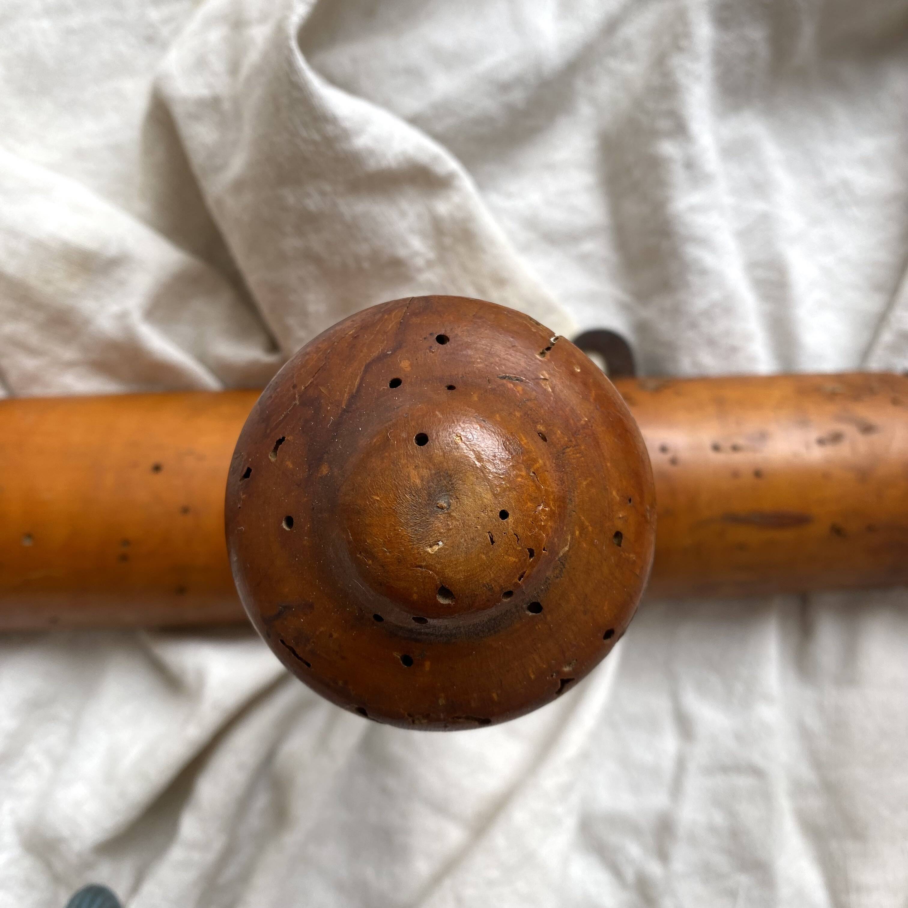 Antique turned wood wall coat rack