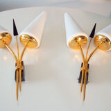 Pair of double reed sconces, 1960