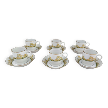 Lot de 6 tasses à expresso en porcelaine Limoges Hôtel Métropole Bruxelles