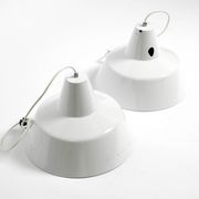 Two 50s metal enamel ceiling lamps by Axel Wedel Madsen for Louis Poulsen