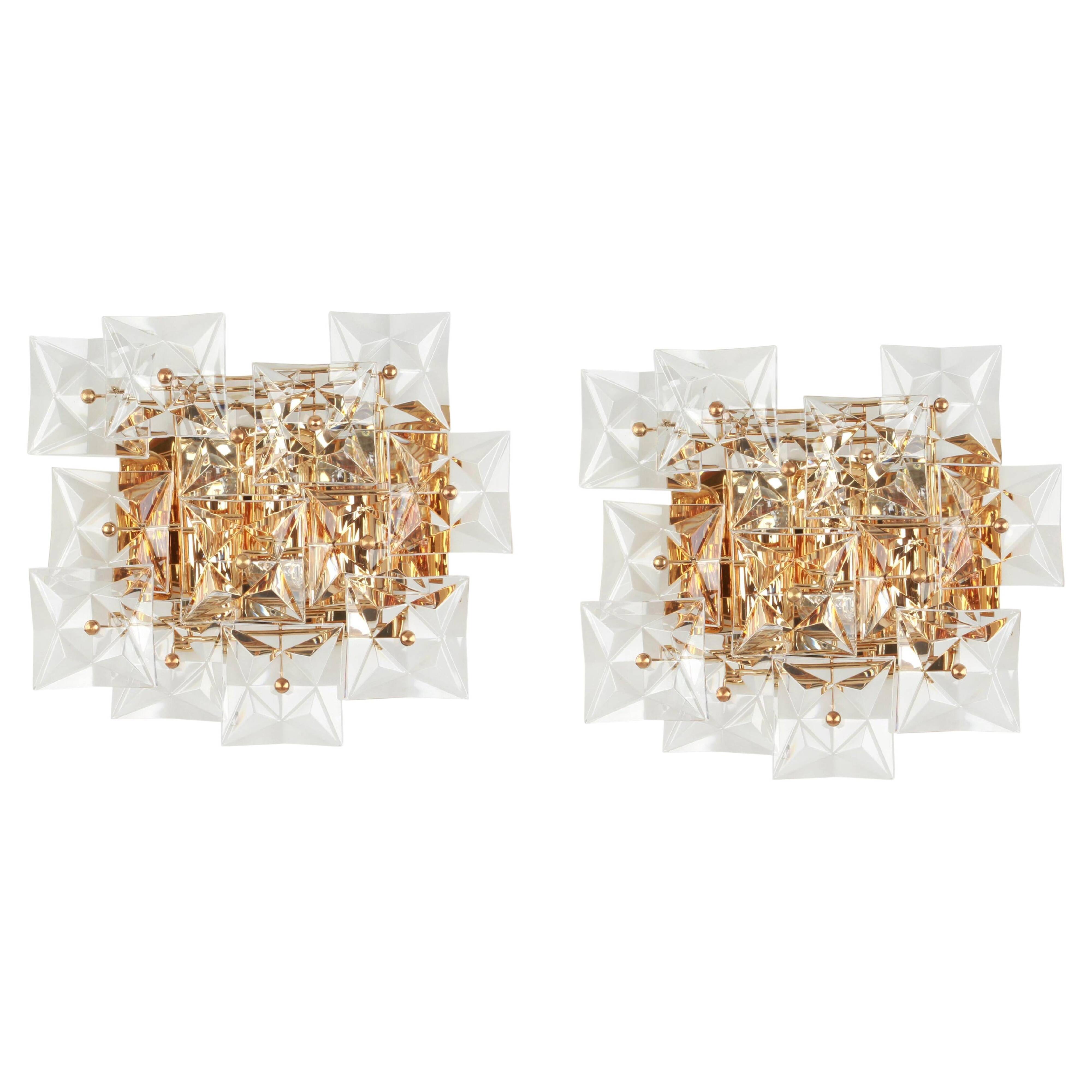 1 of 2 Superb Extra Large Crystal Wall Sconce by Kinkeldey, Germany, 1970s