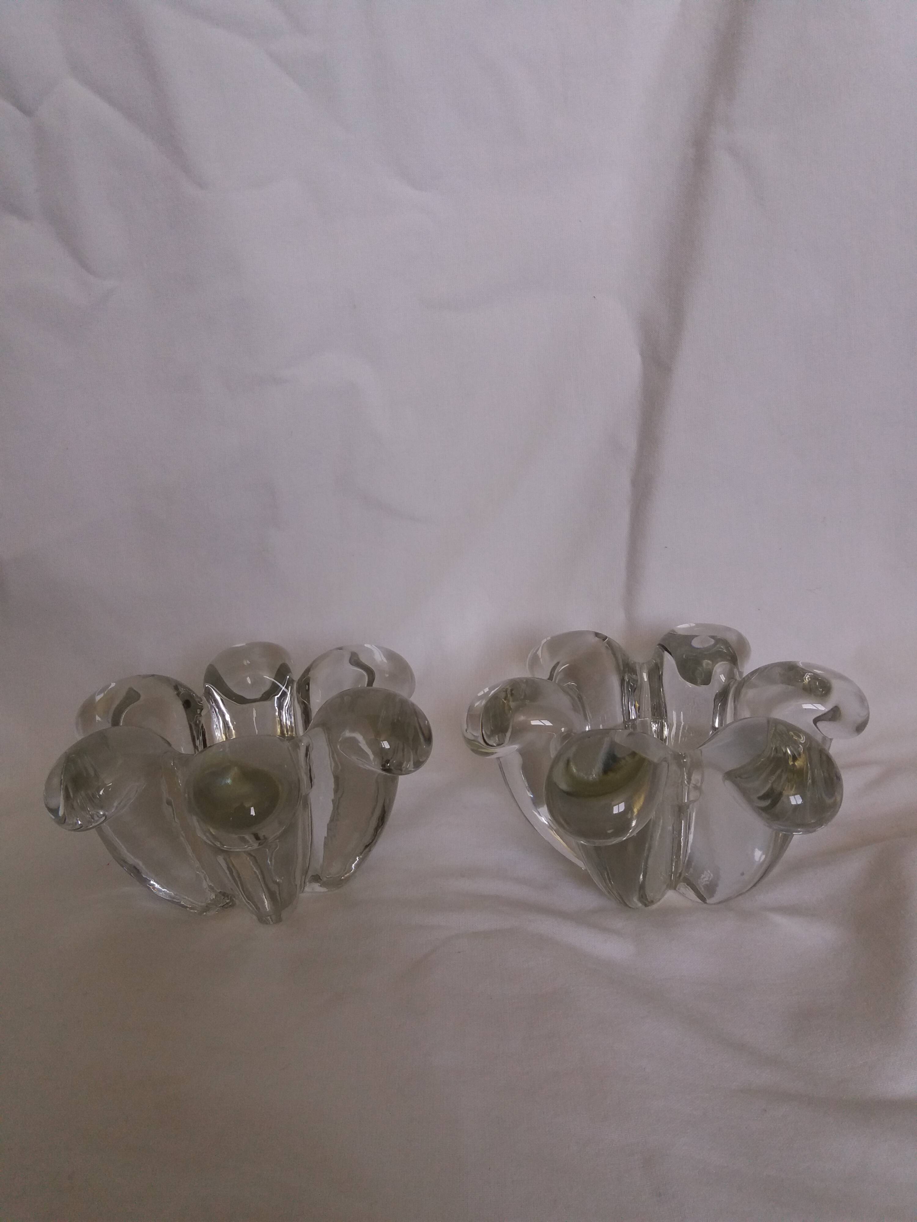 Glass or crystal flower candle holders
