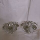 Glass or crystal flower candle holders