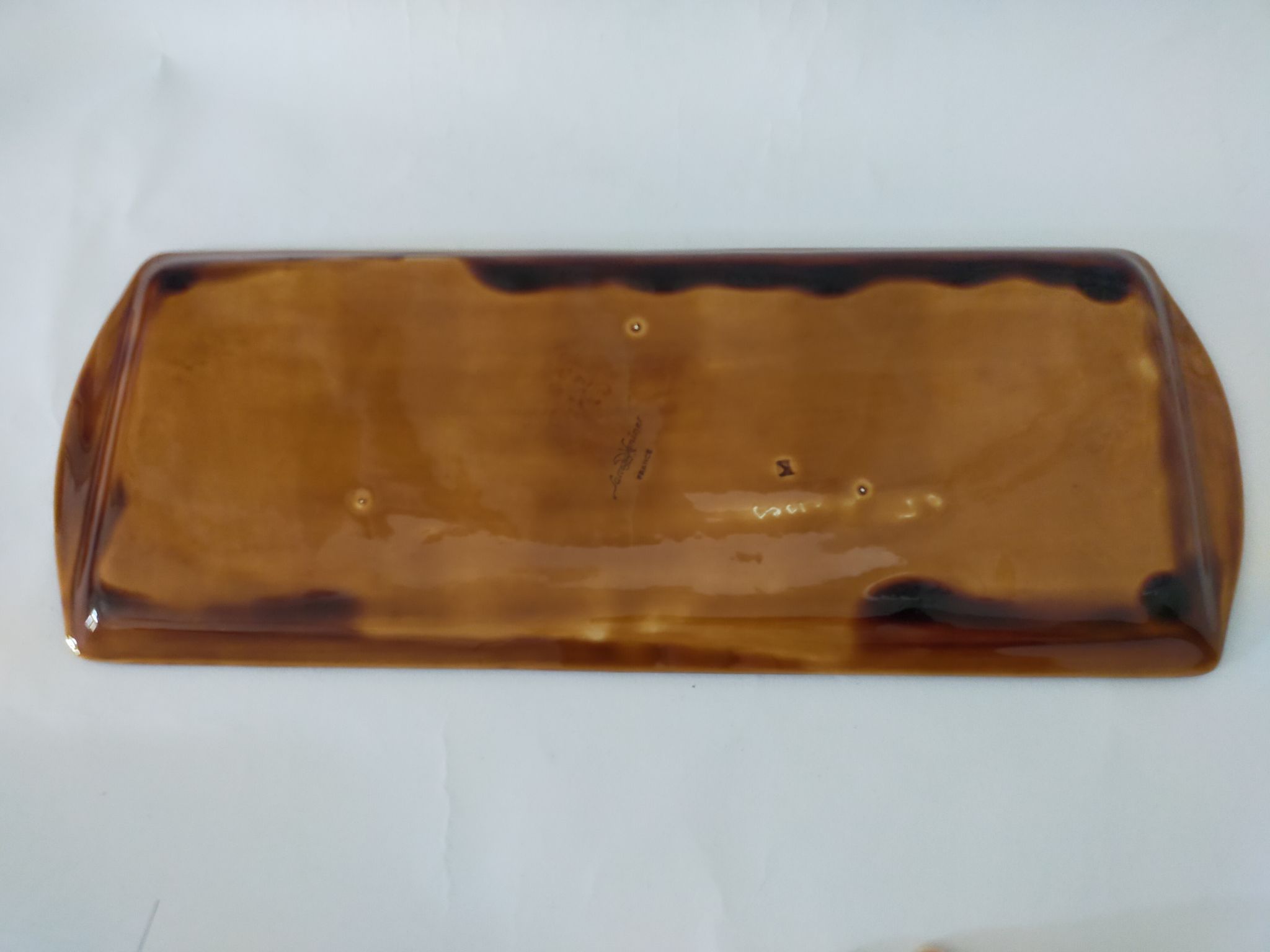 Plat à cake gâteaux céramique majolique sarreguemines france