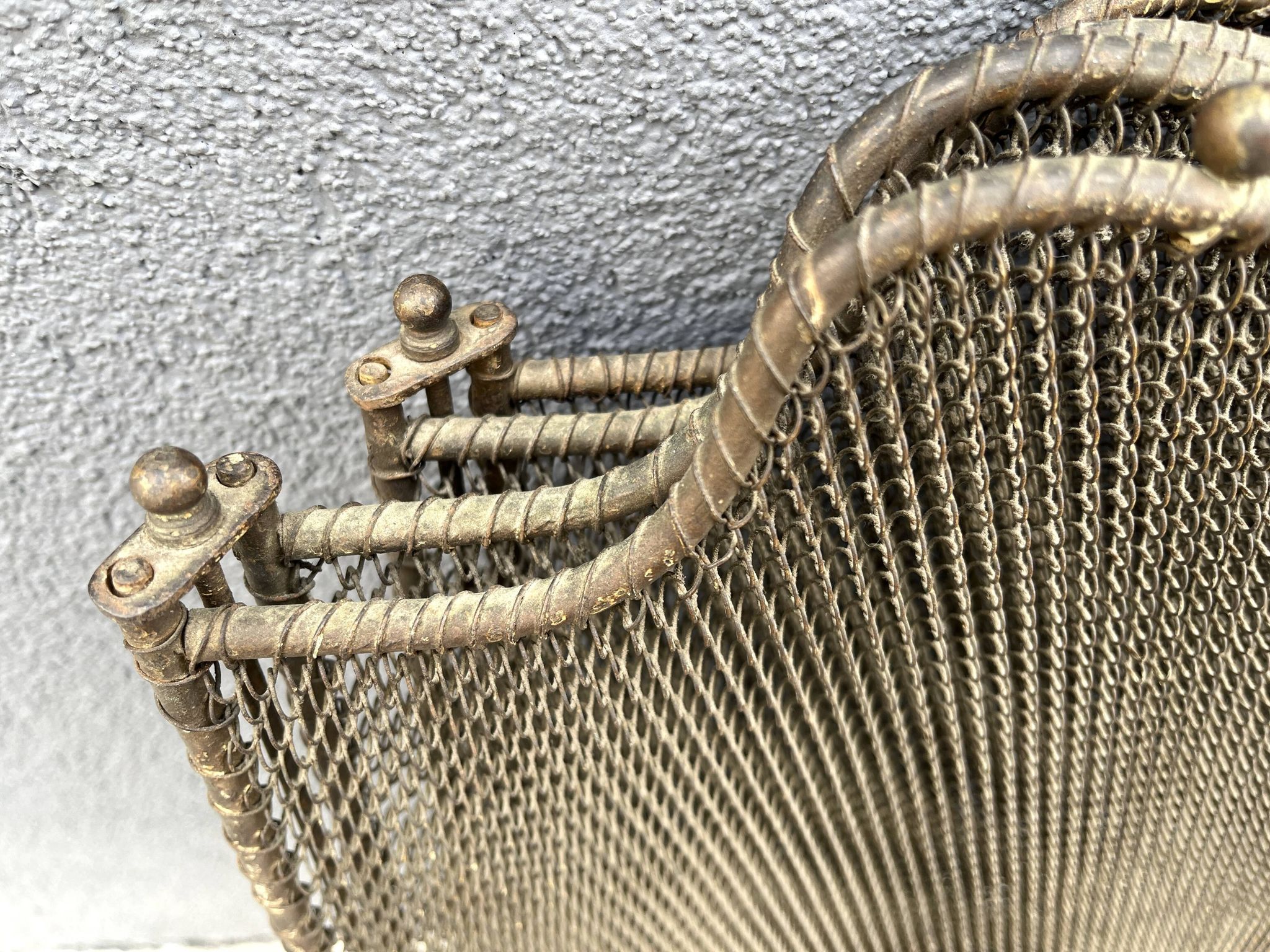 Old 19th century fireplace screen, 4-panel spark arrester