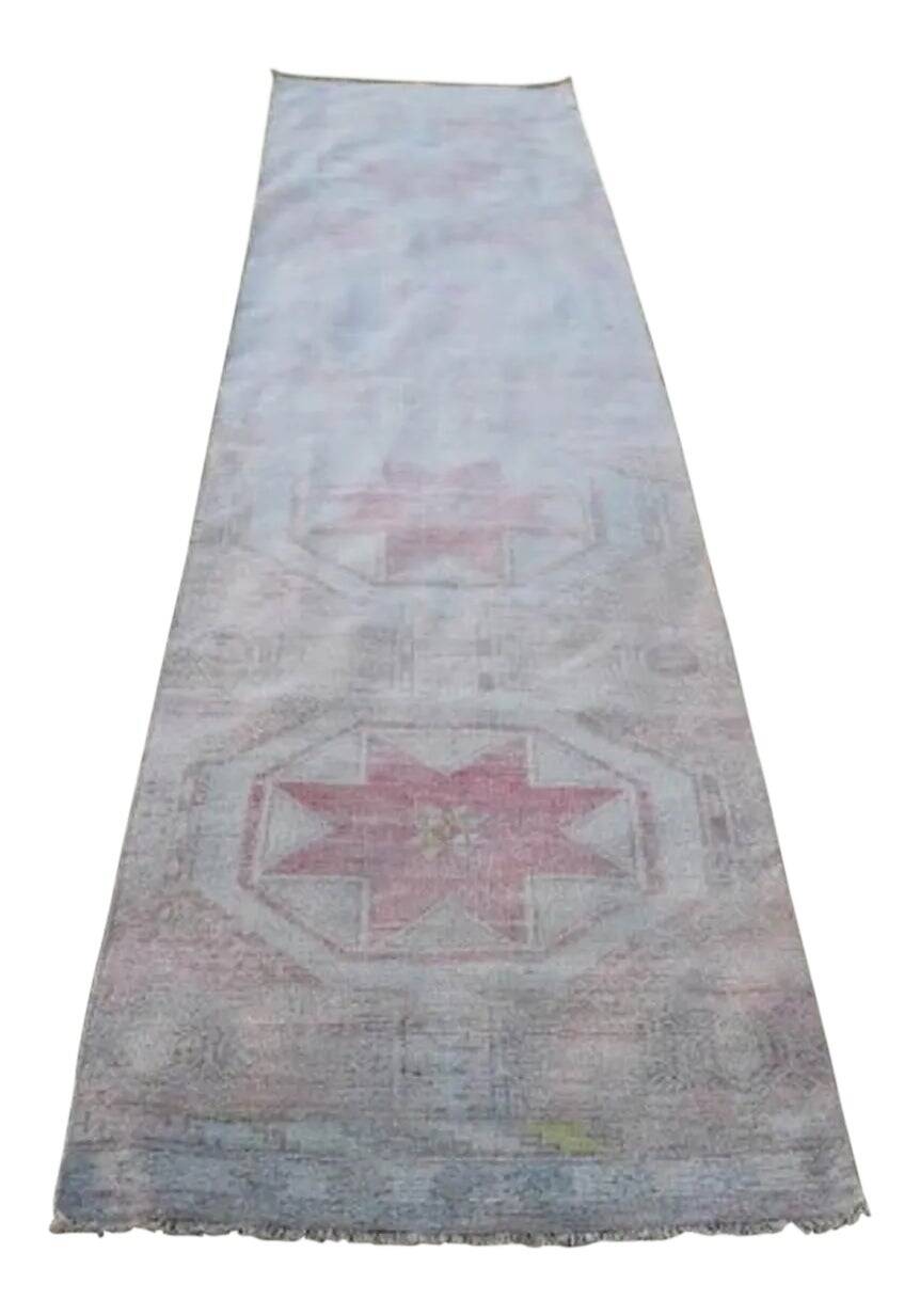 Vintage Turkish hallway rug 87x385 cm
