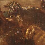 Antique painting landscape with goats from 17th century
