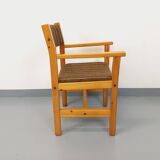Vintage armchair in pine and fabric from the 80s
