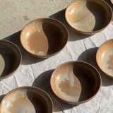 11 assiettes creuses artisanales vintage en grès mat