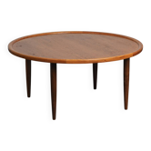 Table basse ronde en teck moderne scandinave, Danemark, années 1960