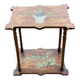 Japanese-style side table with double top flowers