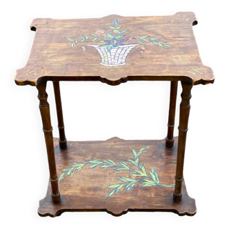 Japanese-style side table with double top flowers