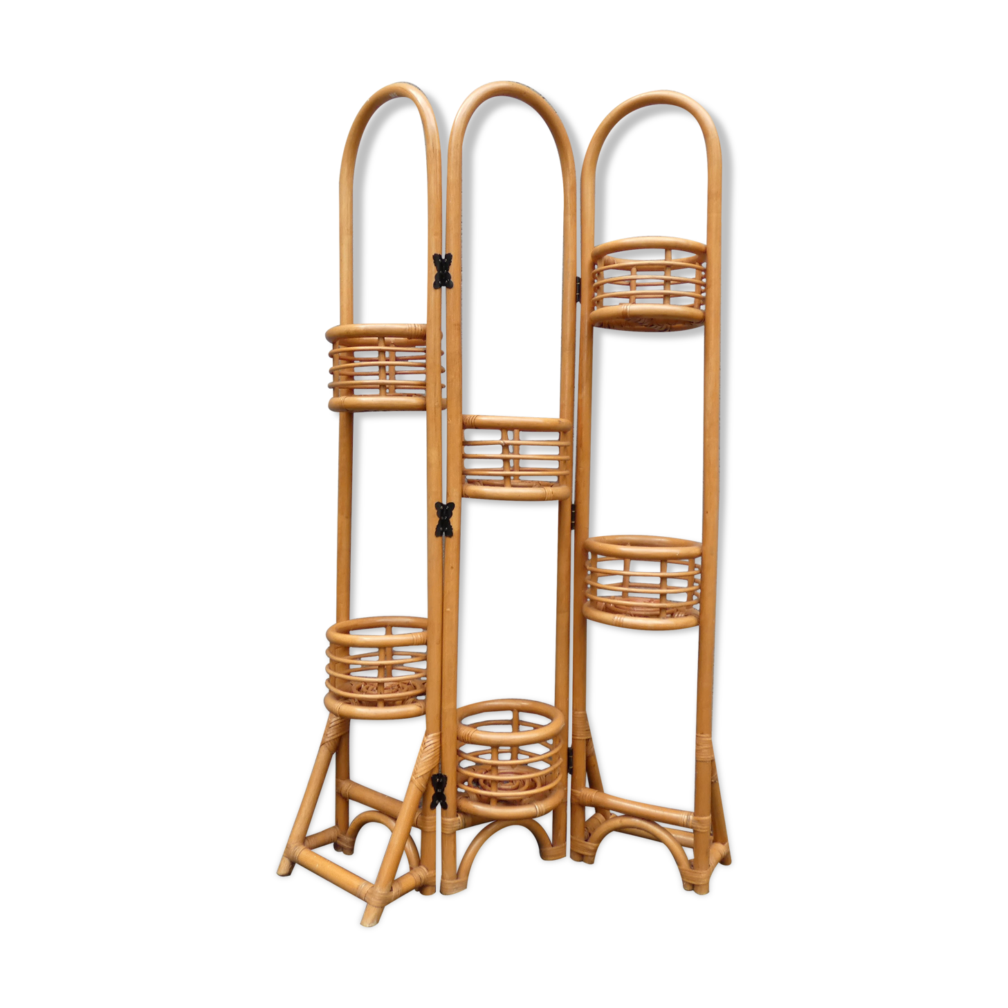 old vintage rattan plant screen