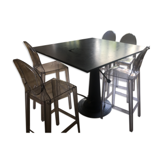 Table architecte et 5 chaises