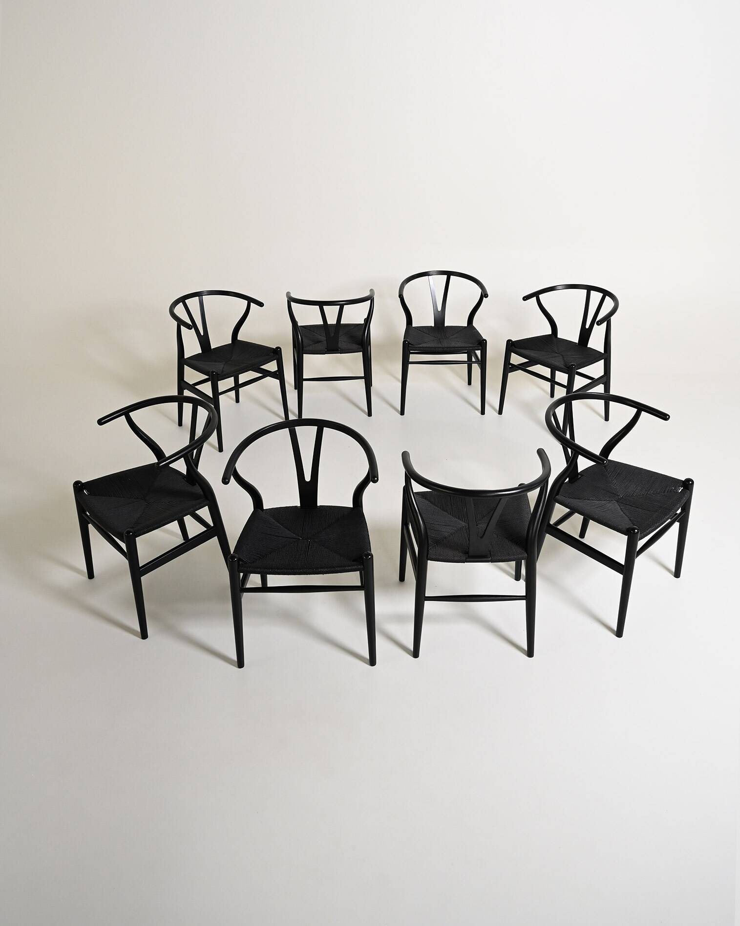 Set of 8 “Wishbone Chair” “CH24” chairs by Hans J. Wegner, 1990