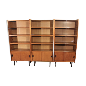 Vintage libraries in teak veneer, Scandinavian style, 60s