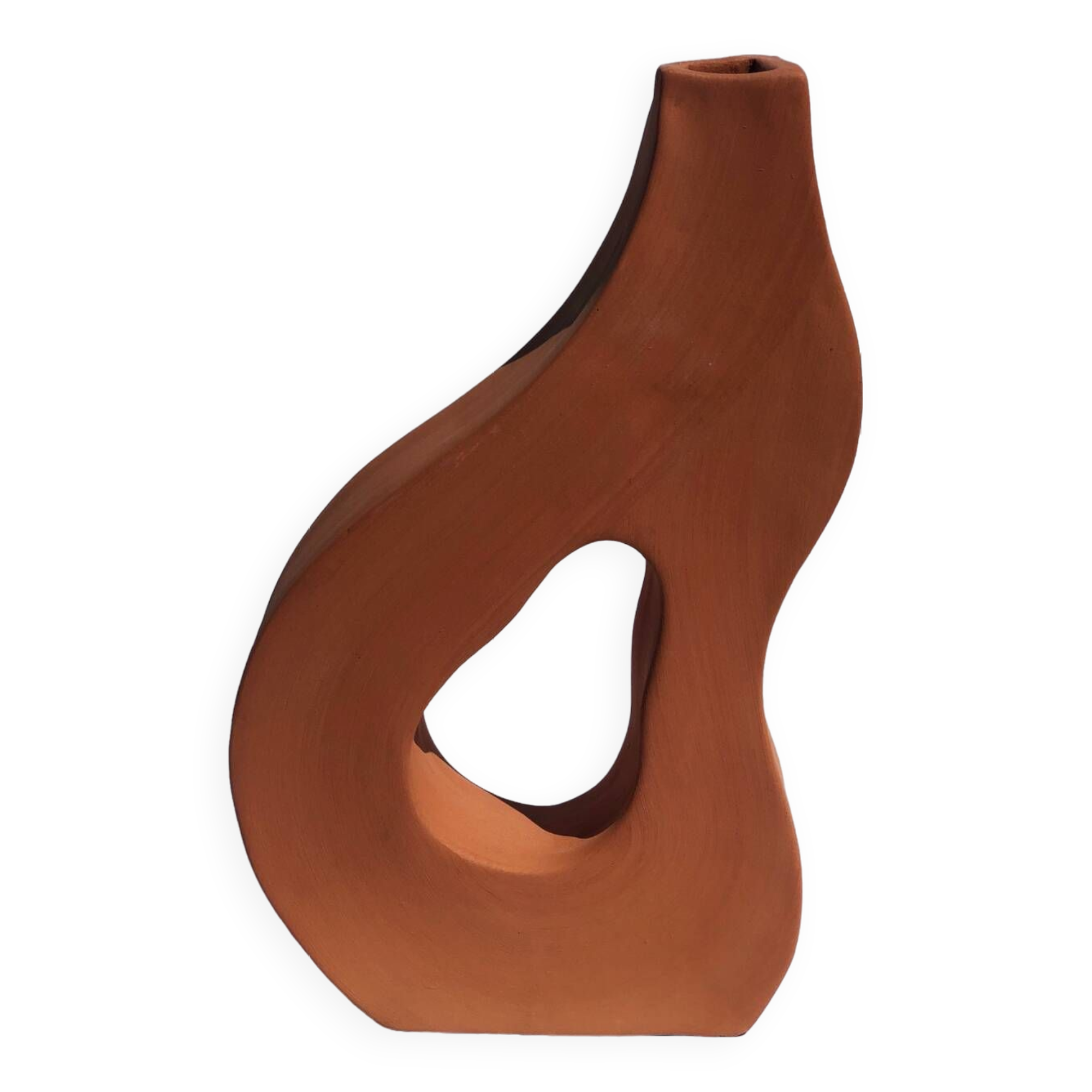 Vase plat en faïence rouge fait main artisanale creatrice