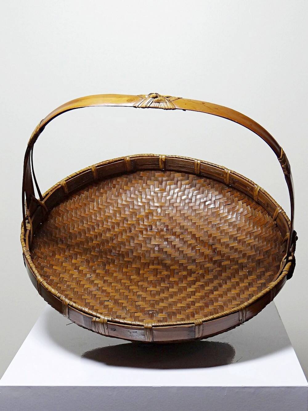Large Vintage Asian Bamboo Offering Basket 1920–1950