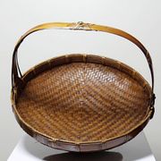 Large Vintage Asian Bamboo Offering Basket 1920–1950