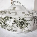 Antique Doulton Brurslem English Porcelain Tureen with Rose and Waratah Pattern from 1920
