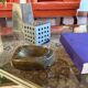 Luxury fossil brown marble ashtray bowl, France 1970s