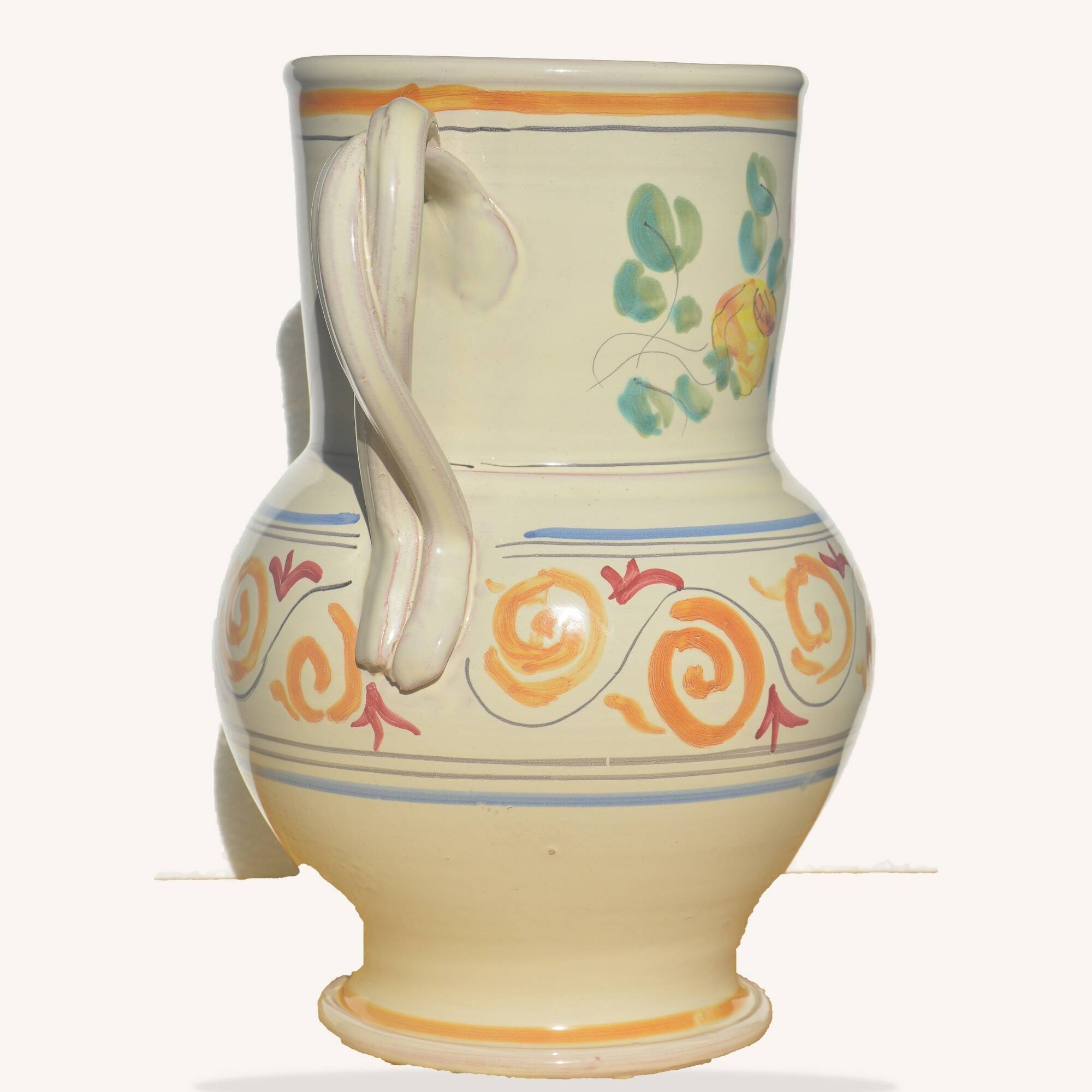 Vase with two twisted handles, Ceramiche Nicola Fasano, Grottaglie