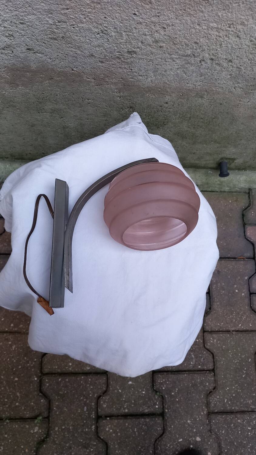 Vintage pink opaline wall lamp