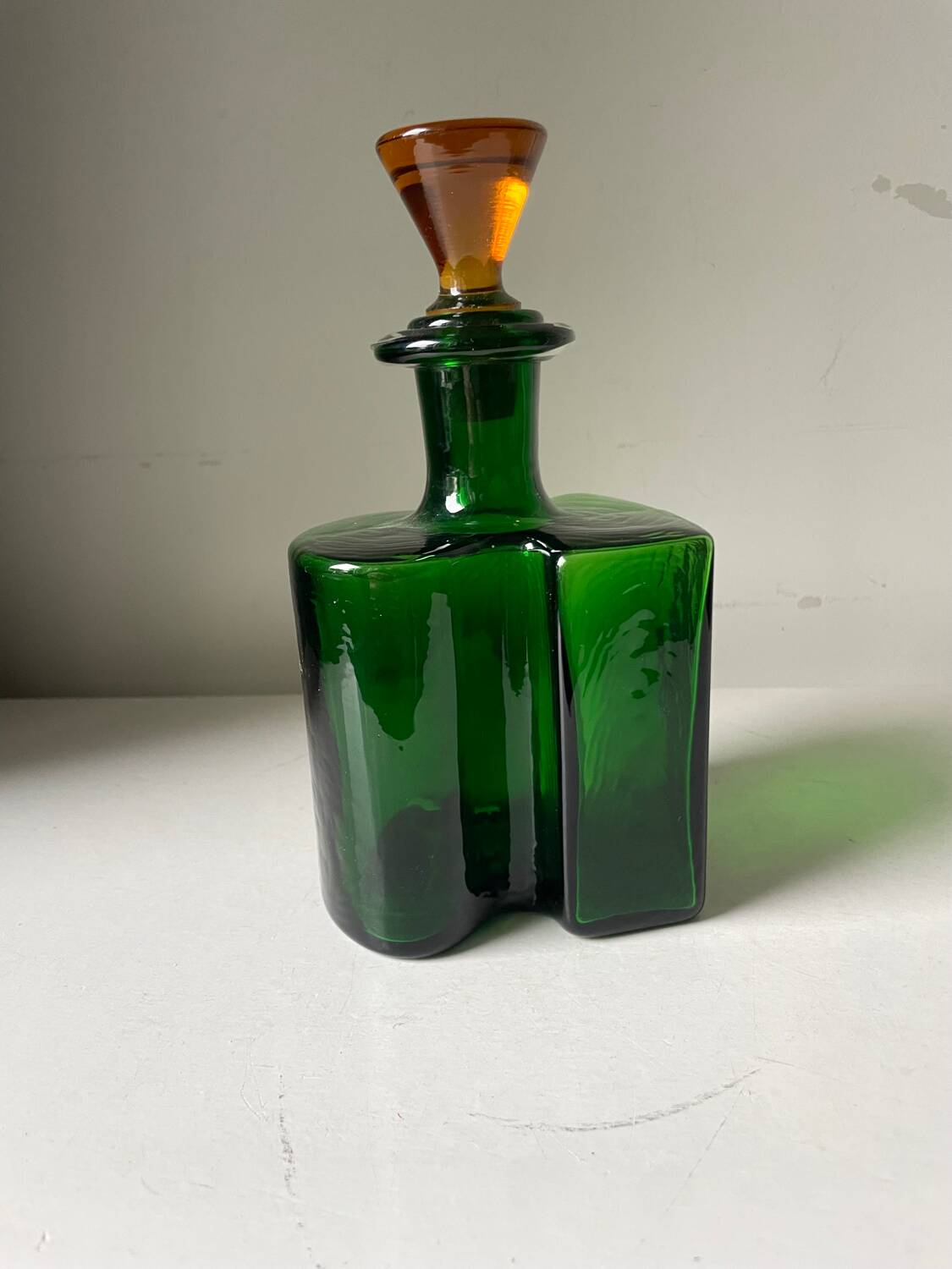 Holmegaard Dark Green Vintage with orange cap Decanter Danish