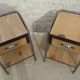 2 nightstands in wood and metal industrial style