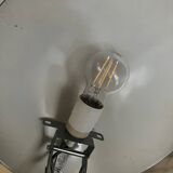 Modernist chrome desk table lamp and black metal bowl, Aluminor 1970 design