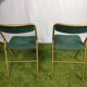 Lot of 4 folding chairs striped fabrics and green metal year 60