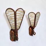 Pair of Copper and Murano Glass Appliques / Wall Lights, Italy