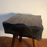 Tabouret bois Brutaliste tripode