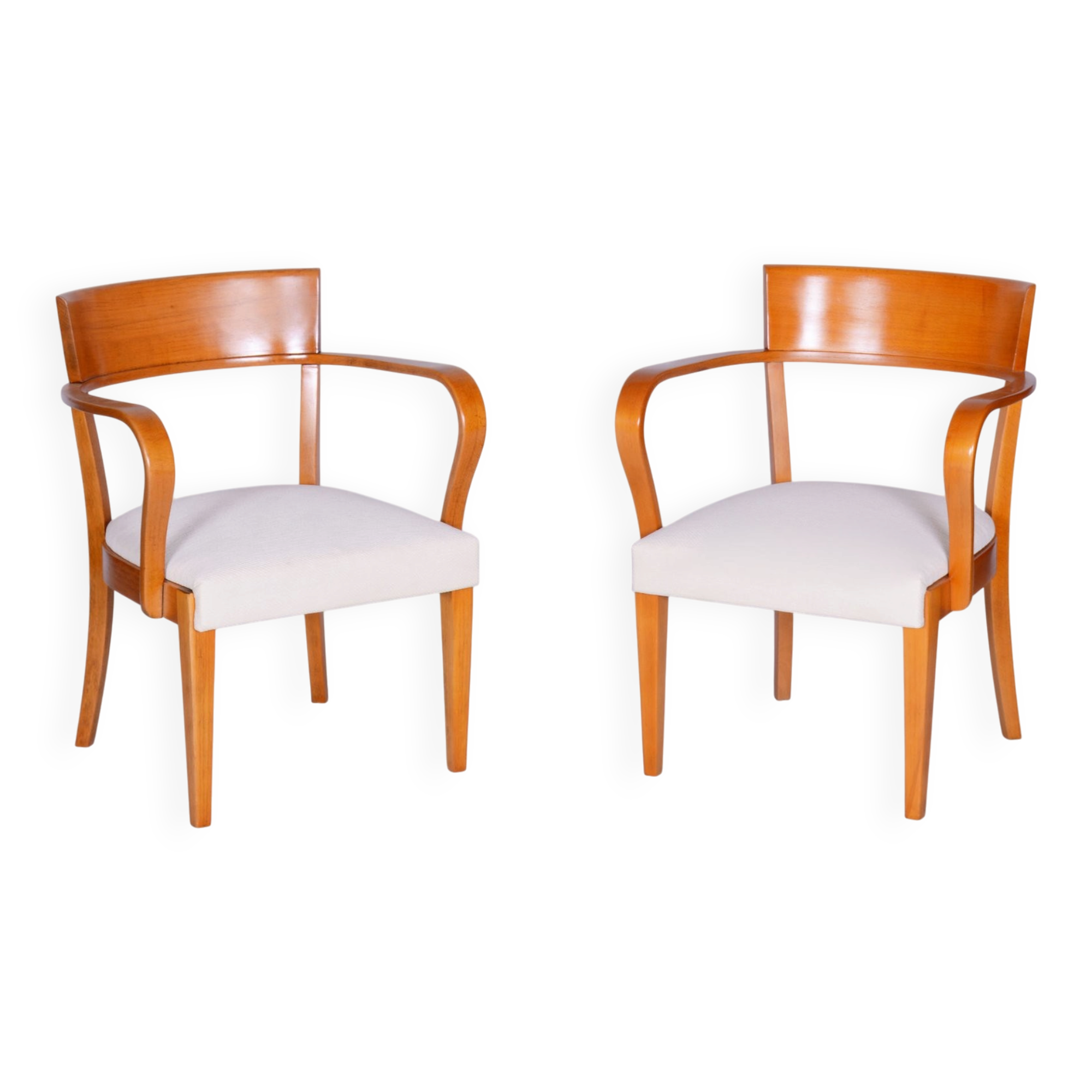 Art Deco Beech Armchairs attributed to Jindrich Halabala for Up Zavody, 1930s, Set of 2