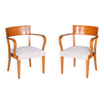 Paire de fauteuils en hêtre Art Déco attribuées à Jindrich Halabala pour Up Zavody, années 1930